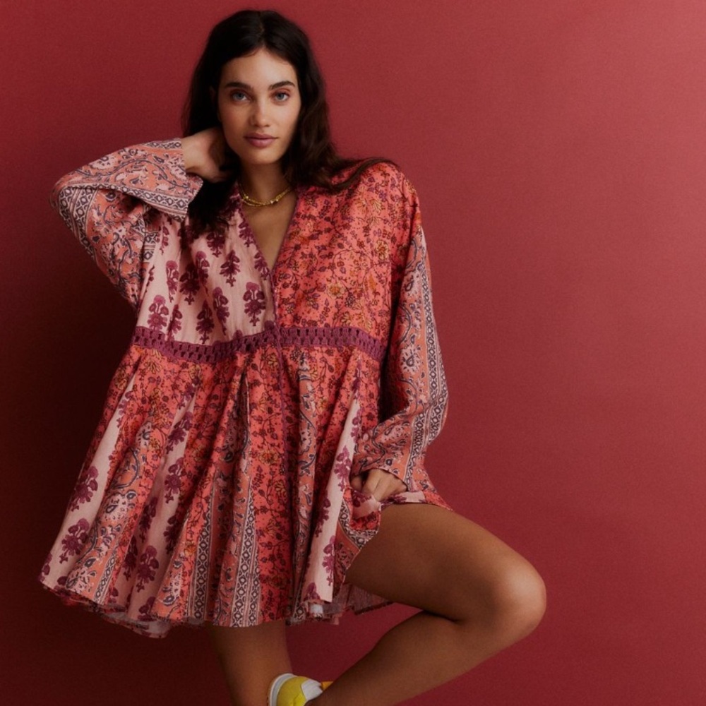 NWT Free People Hazy Baby Printed Mini Dress, XS